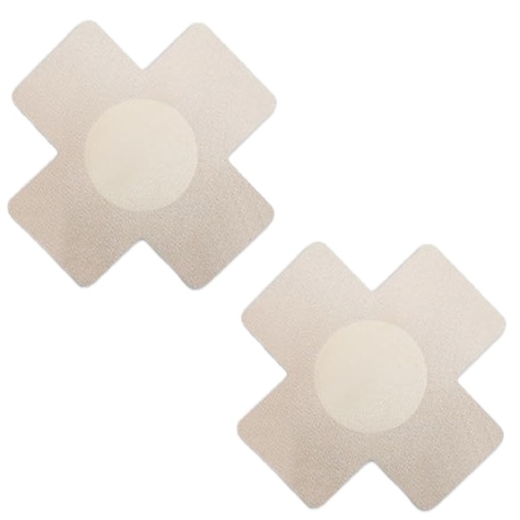 Beige X-Shaped Nipple Pasties – Adhesive Covers for Women - Picture 1 of 4